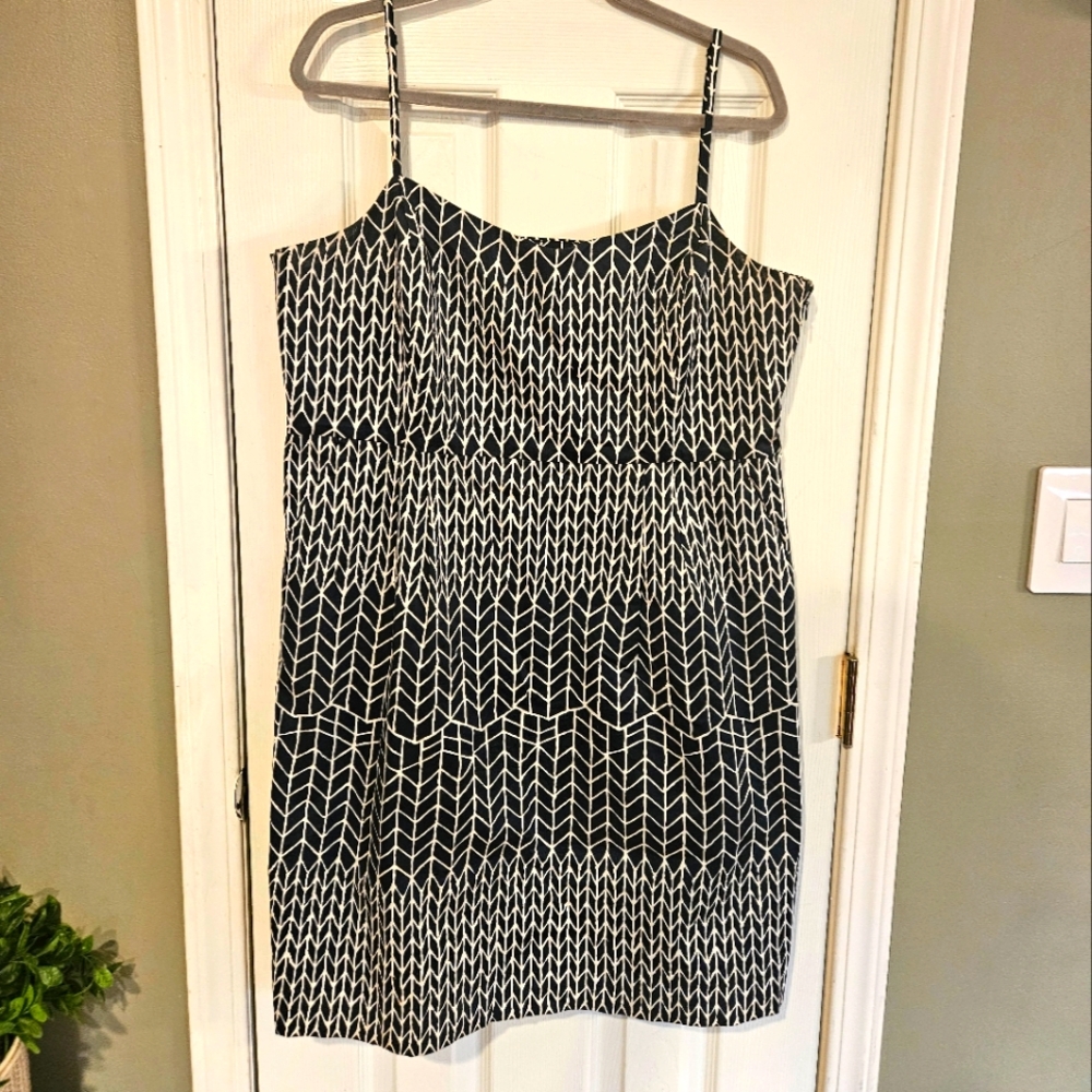 Navy and white patterned dress